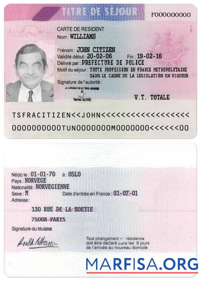 Downloadable France residence permit version 3 download for verification